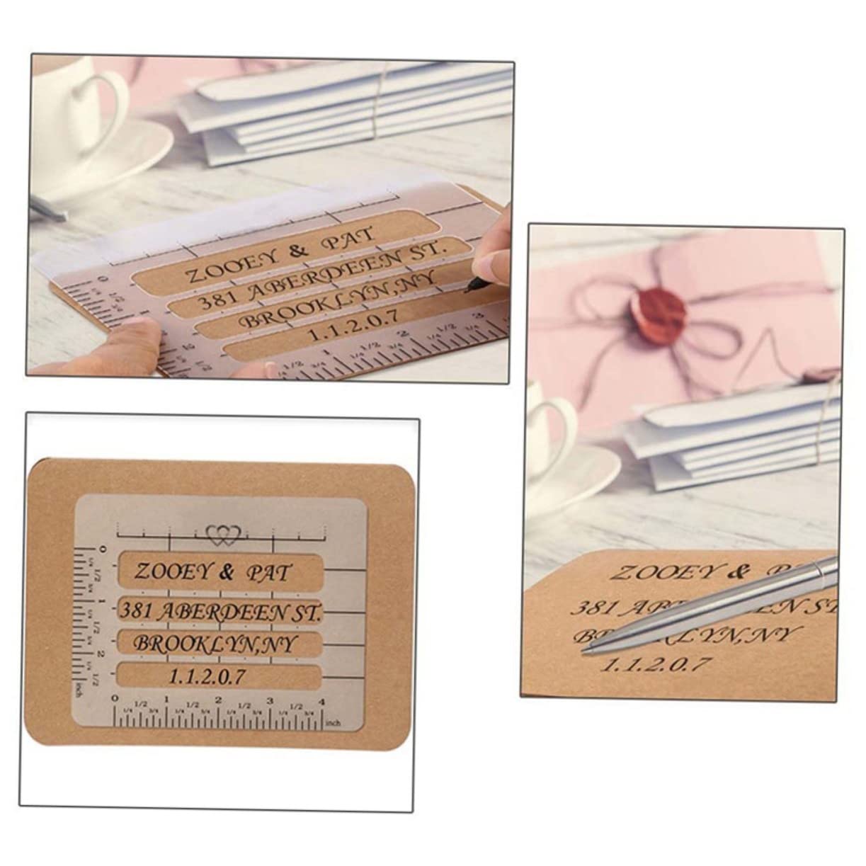 SEWACC 4pcs 4 Envelope Stencil Template lettermate Stencil Envelope Template Envelope addressing Stencil Alphabet Stencils Stencil Envelope guideline Template Card Wedding