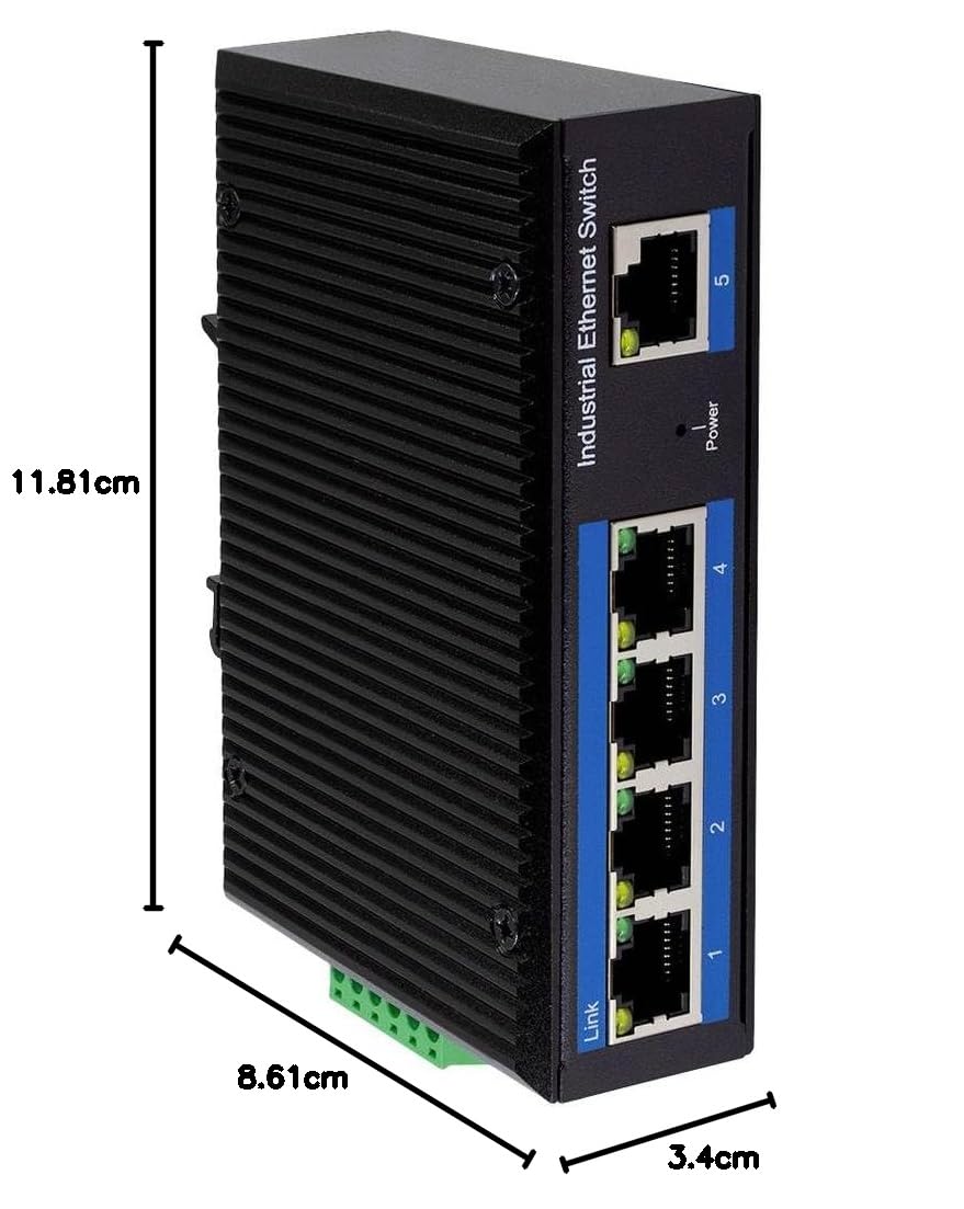 LogiLink NS202P Commutateur Ethernet Industriel Gigabit Ethernet 5 Ports 10/100/1000 Mbps avec PoE (Power Over Ethernet)