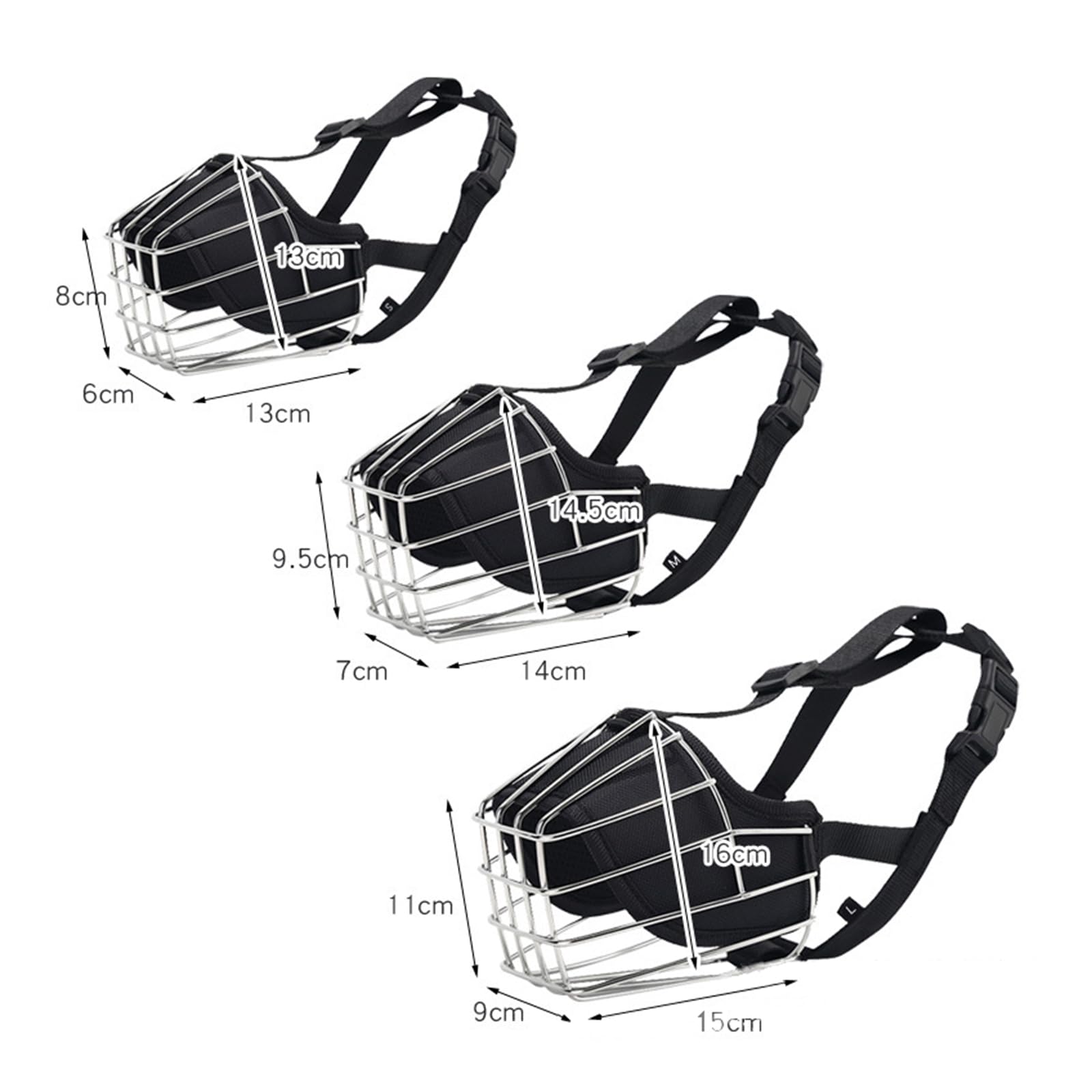 Bozal para Perros, Bozal antiladridos for Perros, con Cesta de Alambre, Protector bozal for, metálico, cómodo, Transpirable y Ajustable(M)