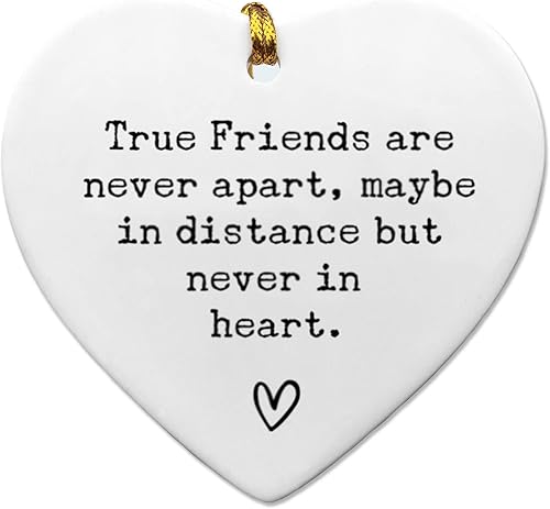 True Friends are Never Apart, Best Friend Keepsake, Friends Apart Gift, Missing You, Send Love, to Friend - 3 inch Flat Heart Ceramic with Gift Box