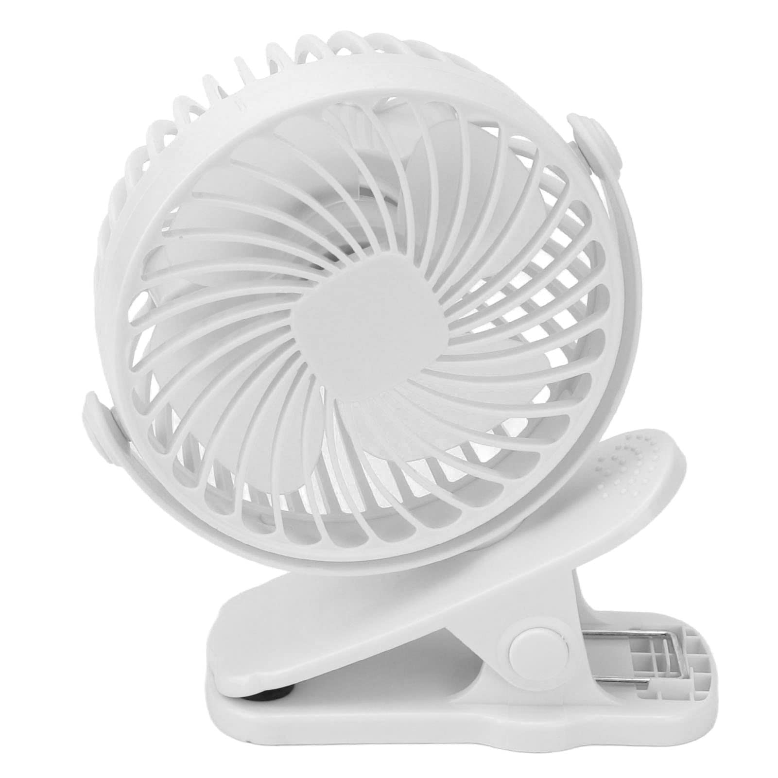 Battery Operated Clip On Fan, Mini Desk Fan Fluid Dynamics 3 Gears ABS 720 Degree for Office (White)