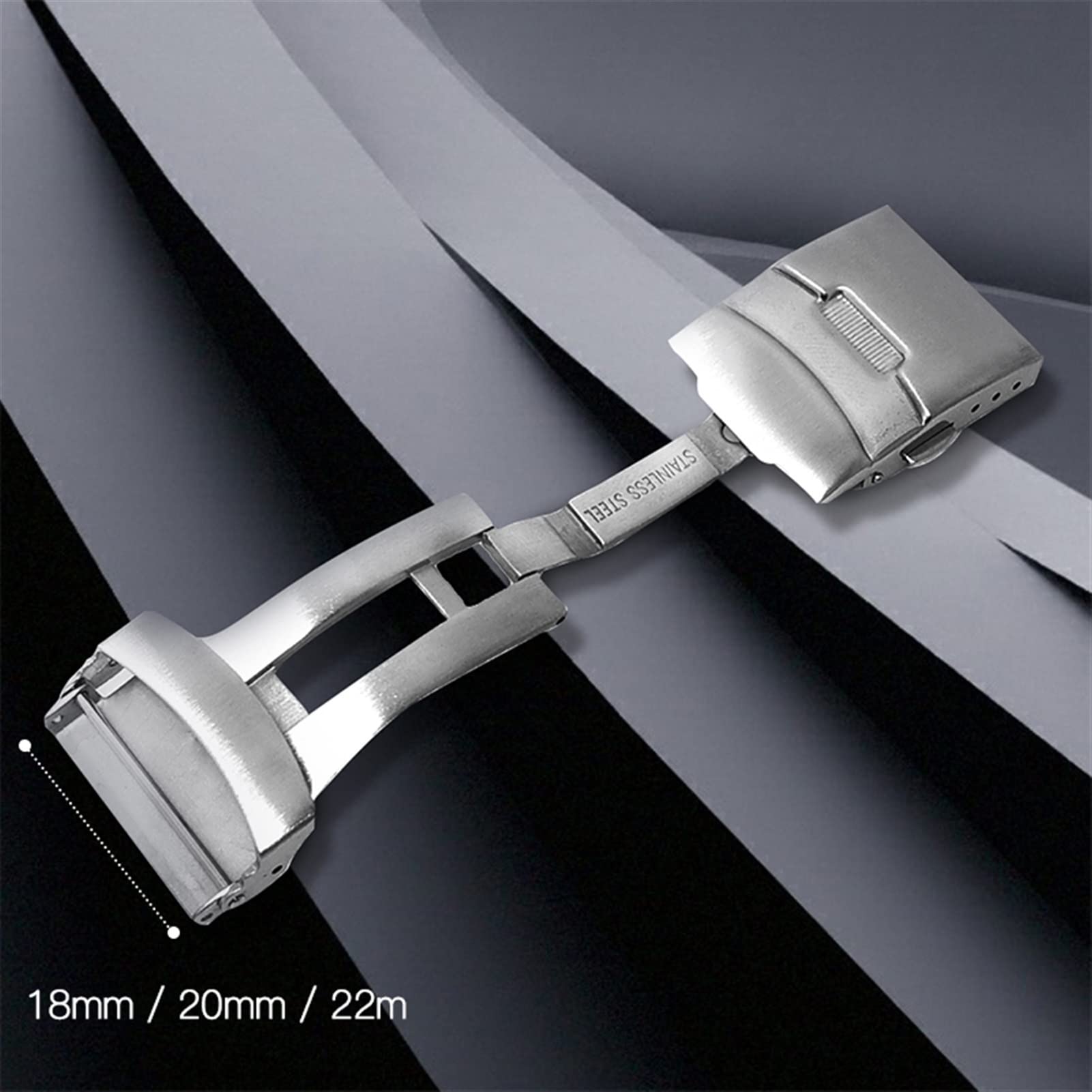 Fibbia per Cinturino in Acciaio Inossidabile da 18 mm, 20 mm, 22 mm, 24 mm, Fibbia Pieghevole, Chiusura di Sicurezza per Cinturini per Orologi (18 mm)