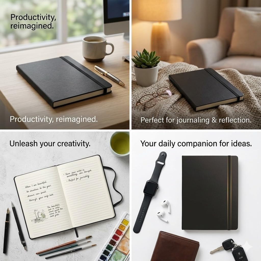 Anupam Fluct - Cuaderno rayado, 160 páginas, diario rayado, diario de papel grueso de 80 g/m², acabado mate A4, tapa de PVC, para escribir, suministros escolares de oficina (negro)