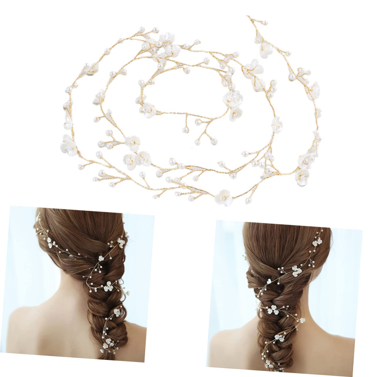FRCOLOR 3stücke Blumenkronen-haarband Für Braut Elegantes Haaraccessoire Für Hochzeiten Und Verlobungen Anpassbar Für Jede Frisur Langer Blumenhaarschmuck