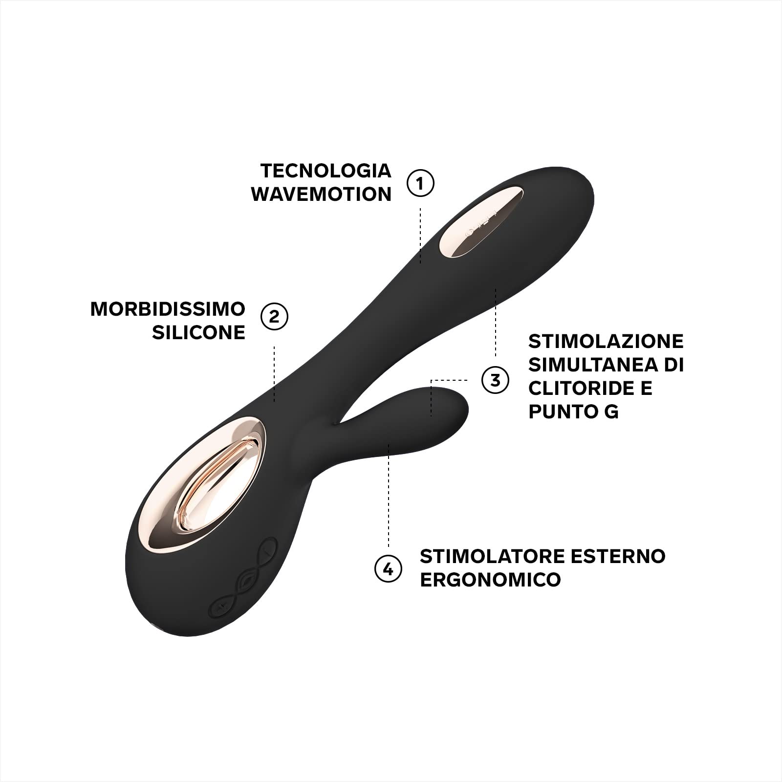 LELO SORAYA Wave Vibratore Rabbit Lussuoso con Tecnologia Wavemotion, Sex Toy per Stimolazione Interna ed Esterna, Vibratori Clidoride Donna, Vibratoreper Donna, Nero
