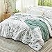 Bedsure Comforter Set Queen Size - Cute Floral Bedding Comforter Set, 3 Pieces, 1 Soft Reversible Sage Green Botanical Flowers Comforter and 2 Pillow Shams