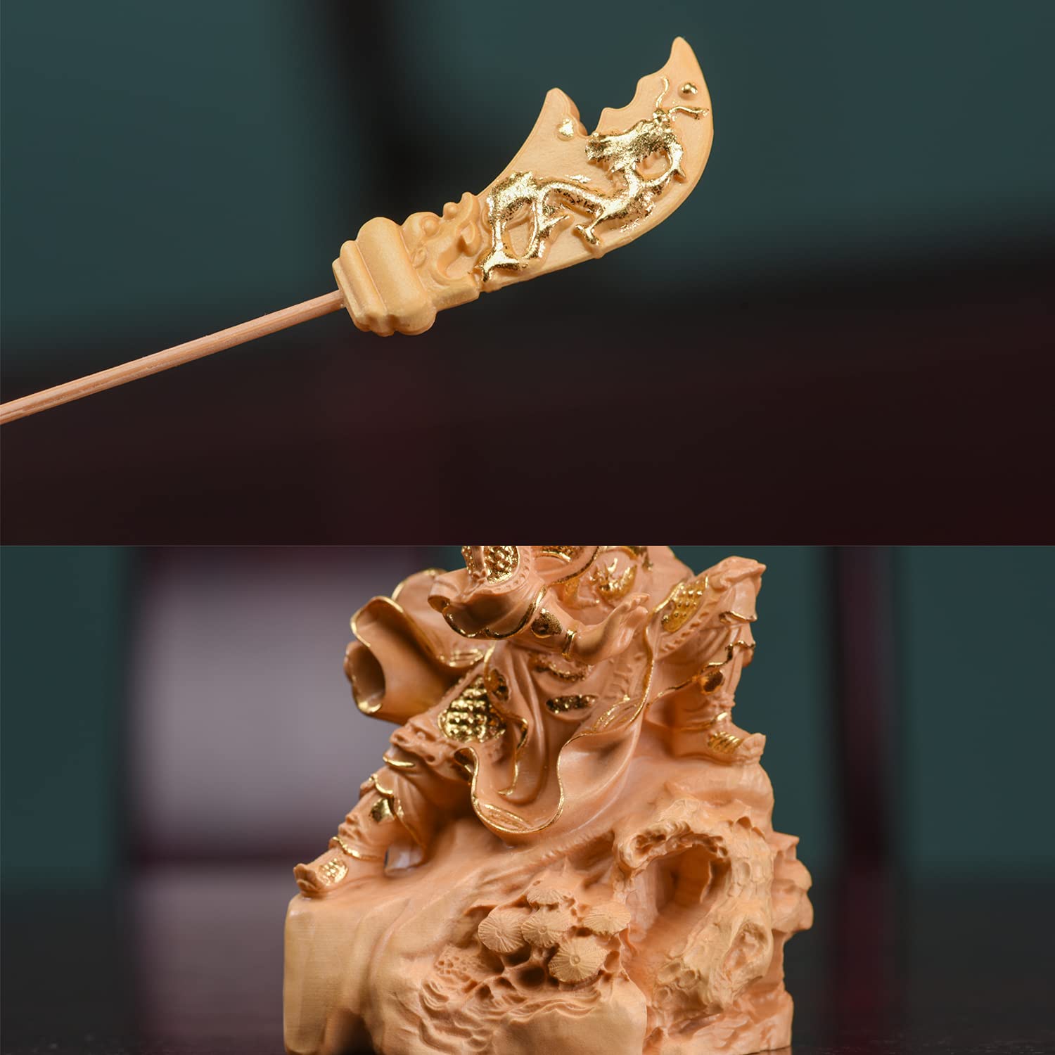 Amazon.co.jp: 繁樓藝雕 置物 木彫り 三国志 関羽 雲長 関羽像 武財神