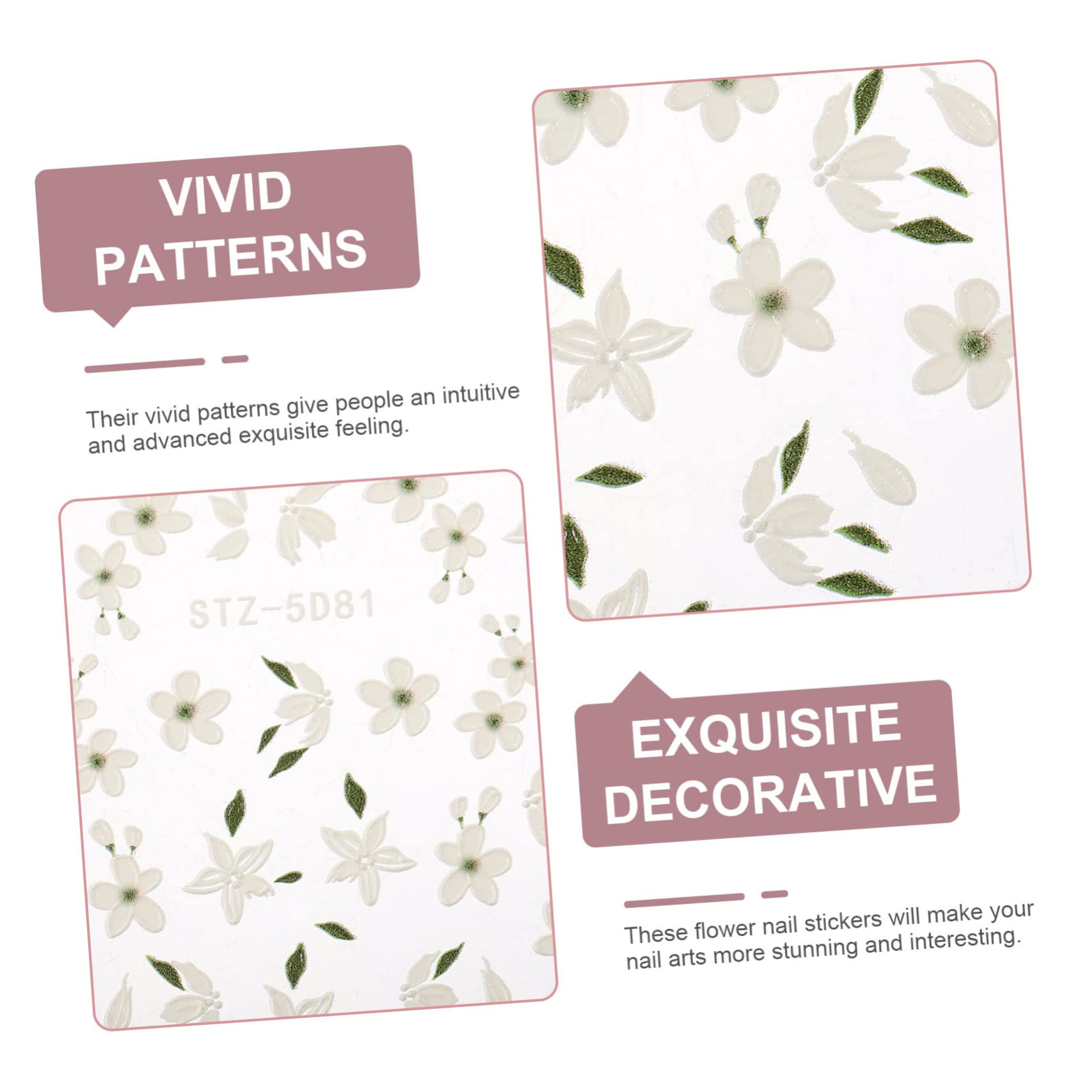VALICLUD 5 Set Ornamento Per Unghie Gel Nail Stickers Gel Nails Stickers Decalcomanie Per Le Nail Art Uv Adesivi Per Unghie Per Le Nail Art Decalcomanie Per Unghie Resina 3 Fogli*5