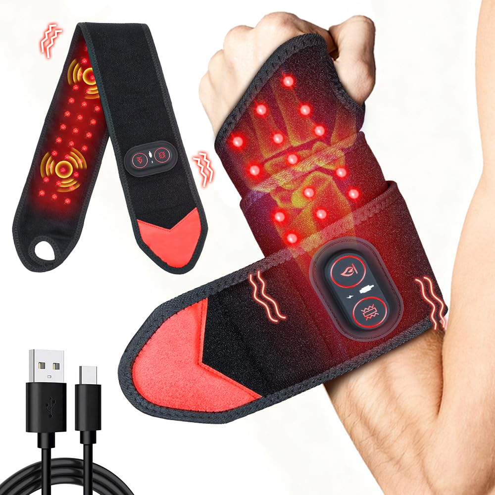 Red Light Therapy for Wrist Hands Wrap Cordless Infrared Heating Pad with Vibration for Body Arm Knee Foot