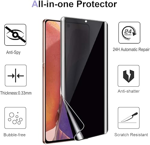 Miniatura 3 de Paquete de 2+2 protectores de pantalla de privacidad para Samsung Galaxy Note 20 de 6.7 pulgadas (no de vidrio), 2 películas de hidrogel de TPU