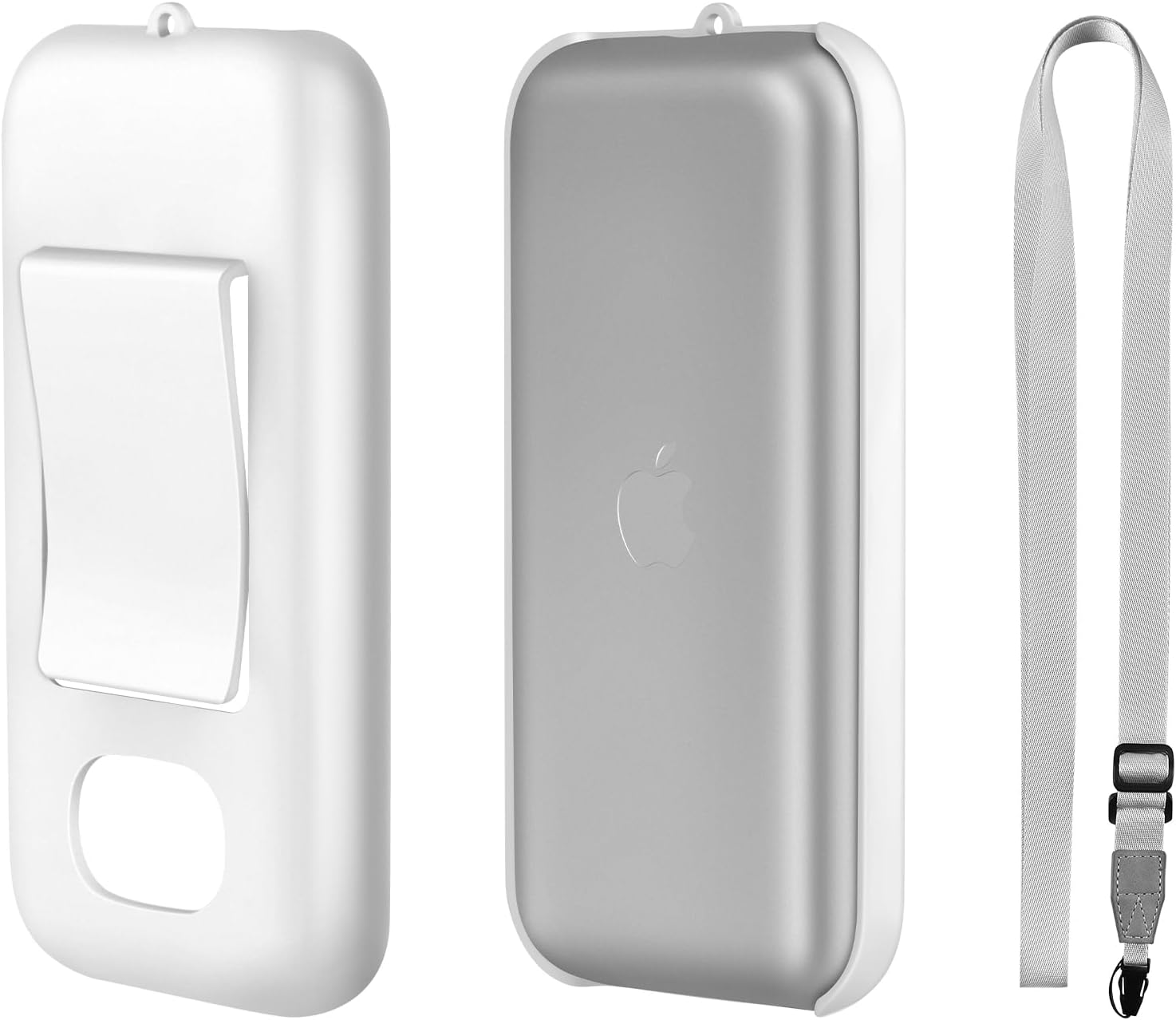 AMAZEAR Battery Holder for Apple Vision Pro, Portable Vision Pro Battery Accessories Case with Belt Clip and Cross-Body Strap, Apple VR Headset Battery Pack Protective Cover, White, AVP-BH01