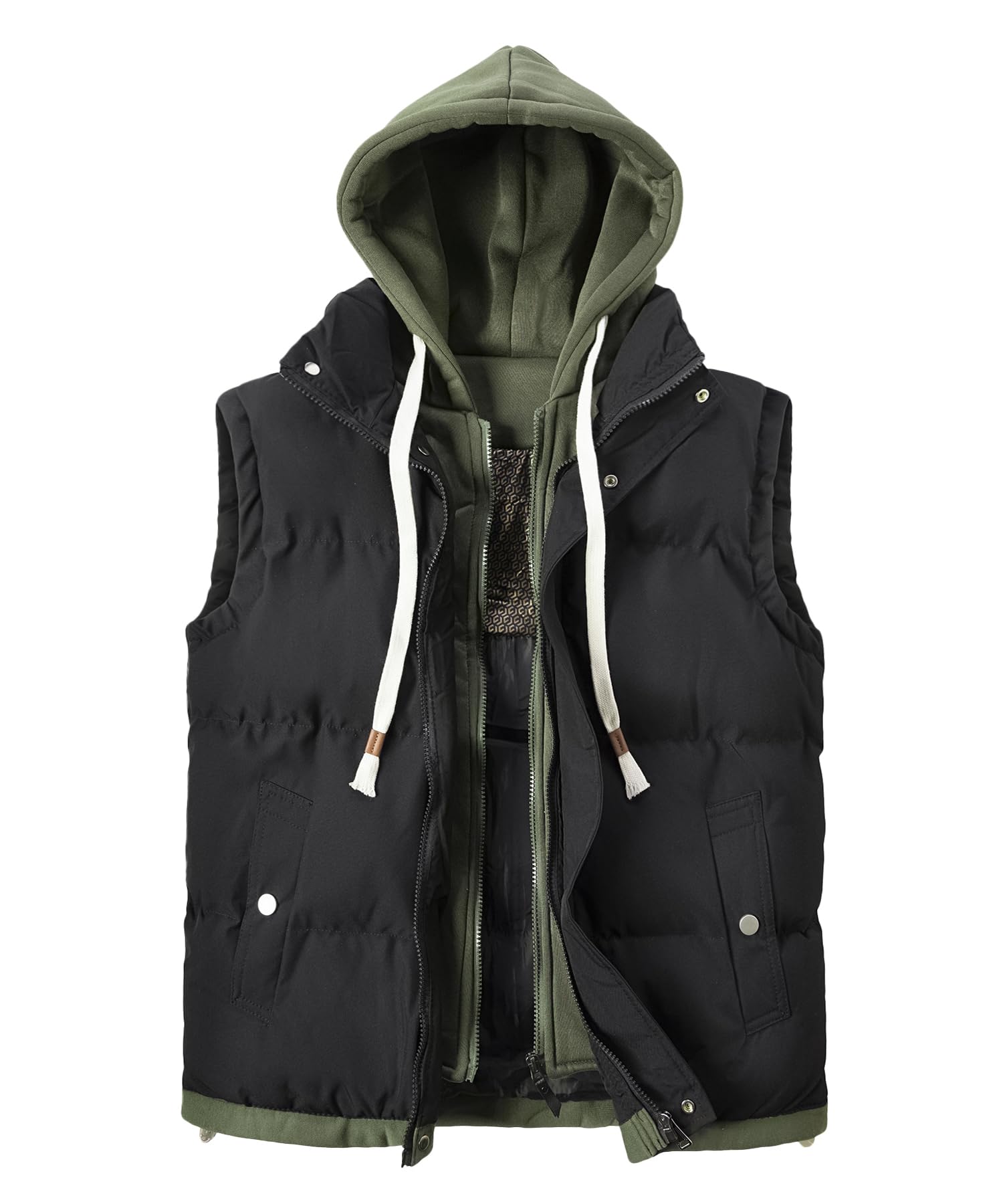 Chaleco Hombre Acolchado Chalecos Exteriores Gilet con Sudadera de Invierno Cálido Chaqueta Sin Mangas Acolchada