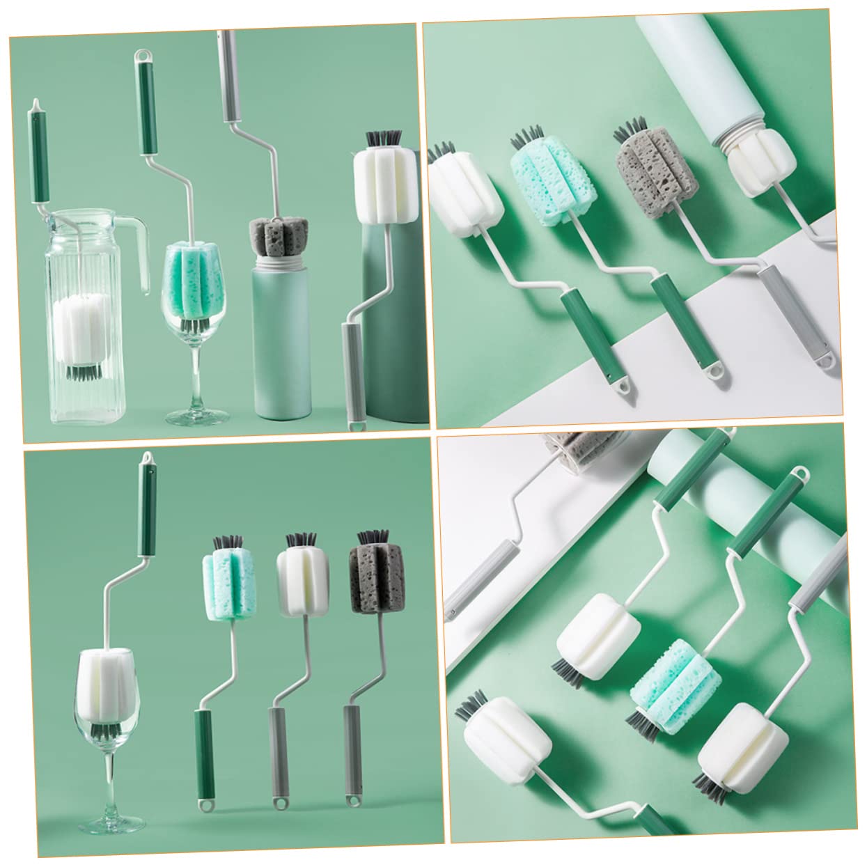 Cepillo para botellas de mango extendido, cepillo de esponja multiusos para vasos, platos y botellas, herramienta de limpieza sin esfuerzo para cocina y uso doméstico
