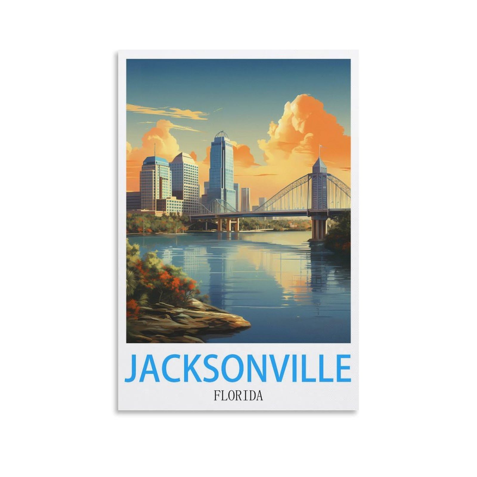 Tin Signs Retro,Jacksonville Florida,Wall Poster Retro Tin Sign Metal Plaque for Bar Wall Decor Home Living Room Wall Art Decor 30x40cm
