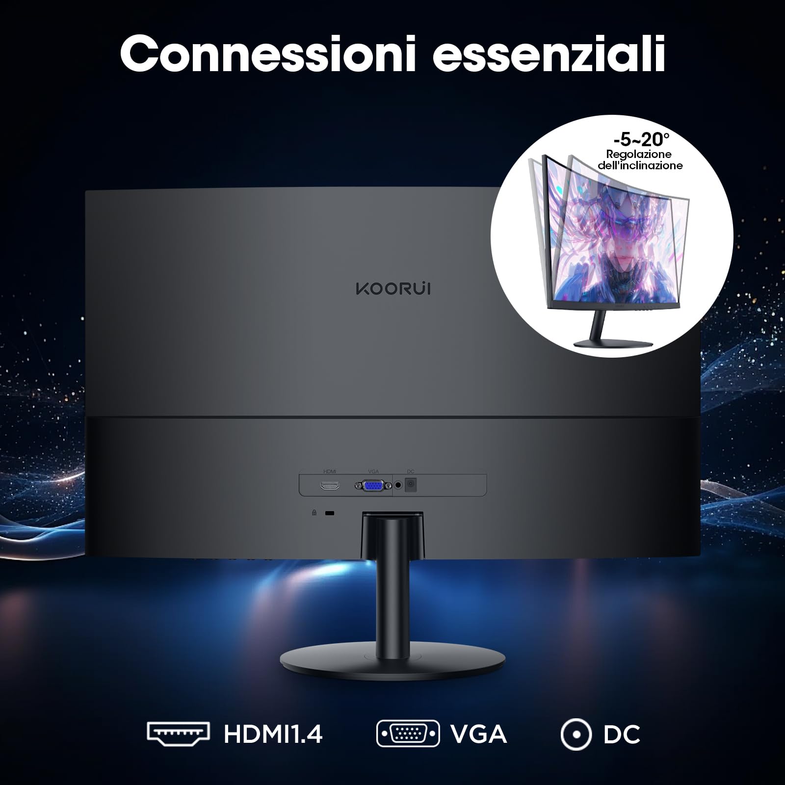 KOORUI 27 Pollici Monitor Curvo 144Hz Full HD VA 3000:1 27N5CA