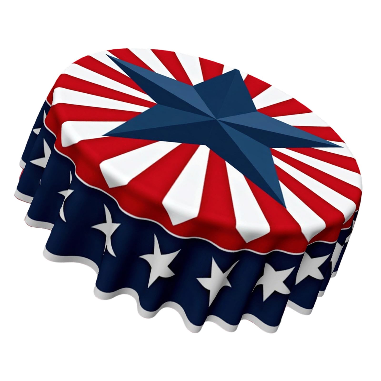 Buxuaaaa Wrinkles Resistant Round Patriotism Tablecloth Celebratory Tablecloth for Forth of July Parties and US Occasion US Flag