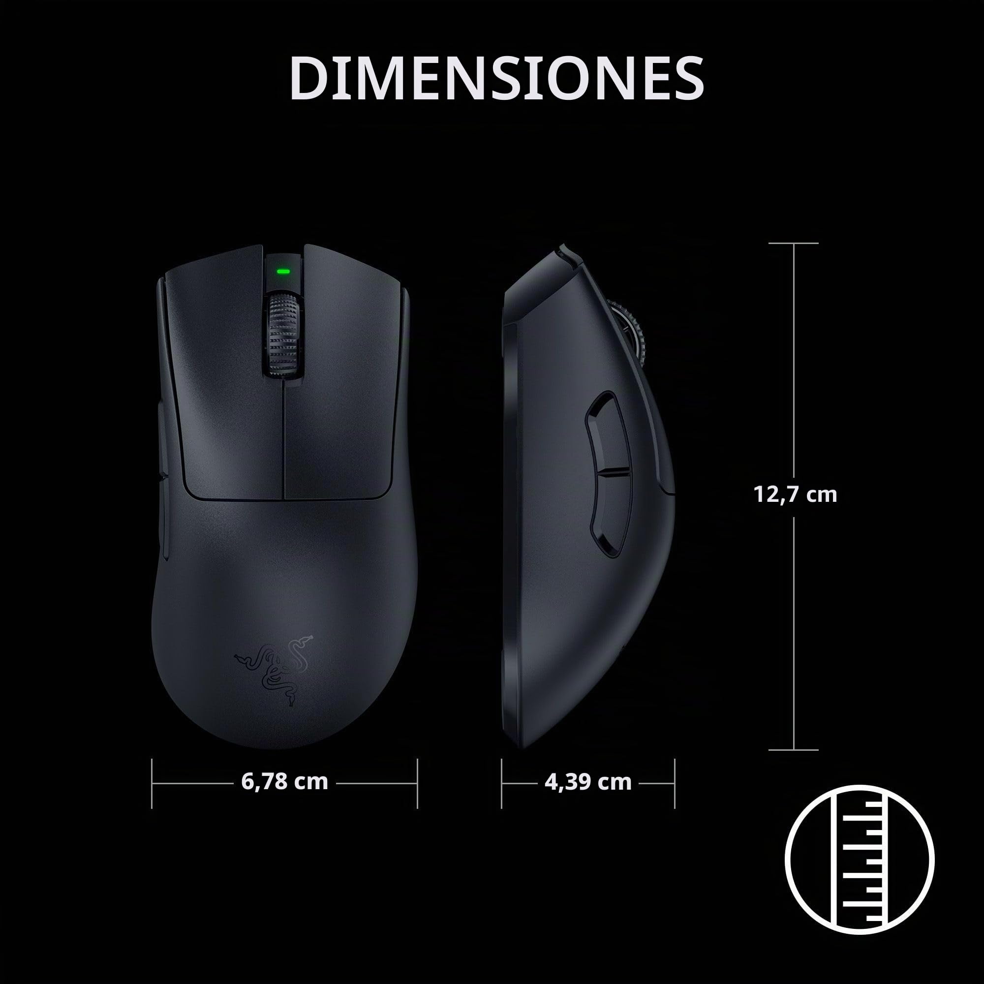 Razer DeathAdder V3 Pro - Ratón inalámbrico para juegos + dongle inalámbrico HyperPolling: 63 g, ligero, sondeo 8K, interruptores ópticos, sensor óptico Gen3-30K, 6 botones programables, batería de 90