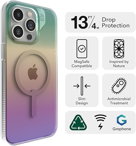 Miniatura 2 de ZAGG Milan Snap - Funda MagSafe para iPhone 15 Pro Max con protección contra caídas de 13.1 ft, grafeno, antiamarilleo y resistente a los arañazos,