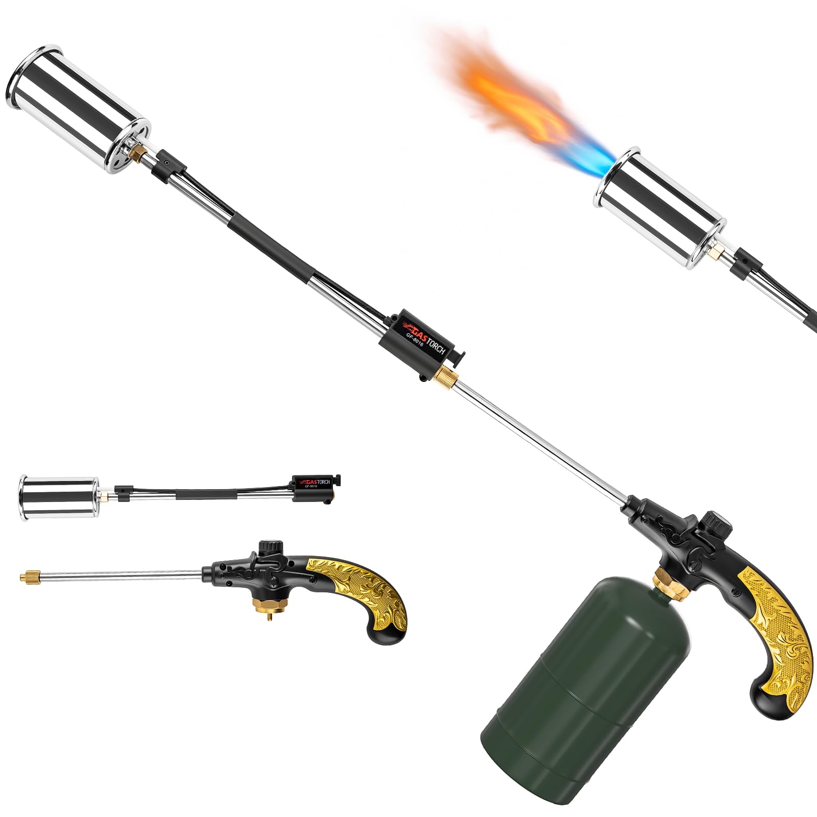 Propane Torch Weed Burner Adjustable flame thrower with Detachable Handle Blow Torch for Weeds and Snow Melting Fuel