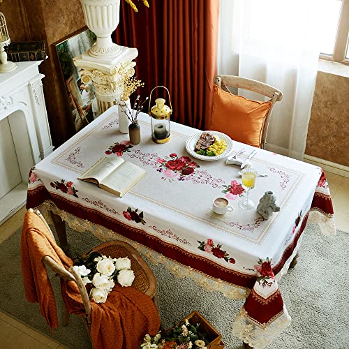 Sutavia Lace Embroidered Table Cloth,Rectangular Farmhouse Tablecover,Classic Oblong Antique Flower Decor Macrame Tablecloth thumb #5