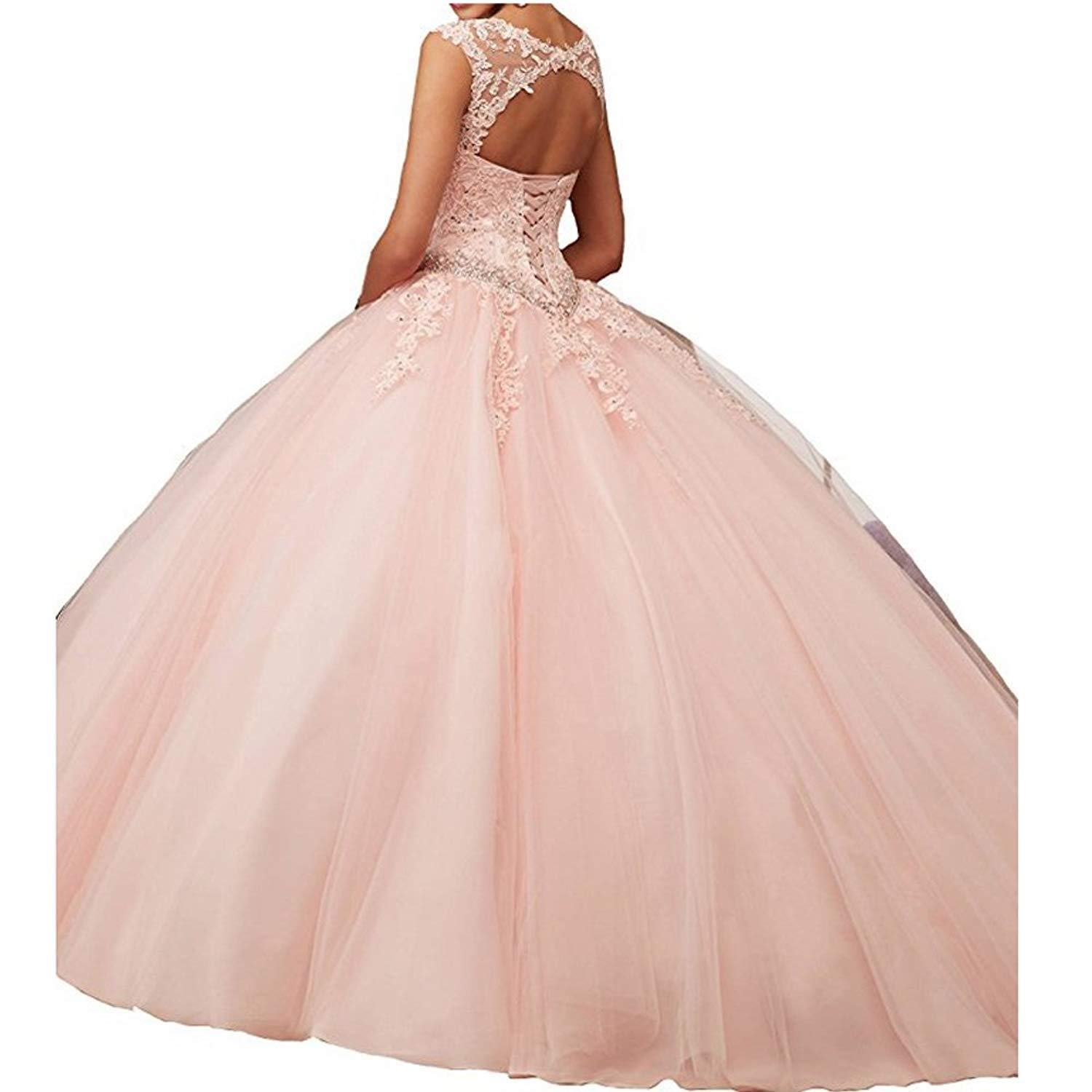 strapless open back dress Red Ball Gown Princess Sweet 16 Quinceanera Dresses with Lace Applique –  Hebebridal main image 0