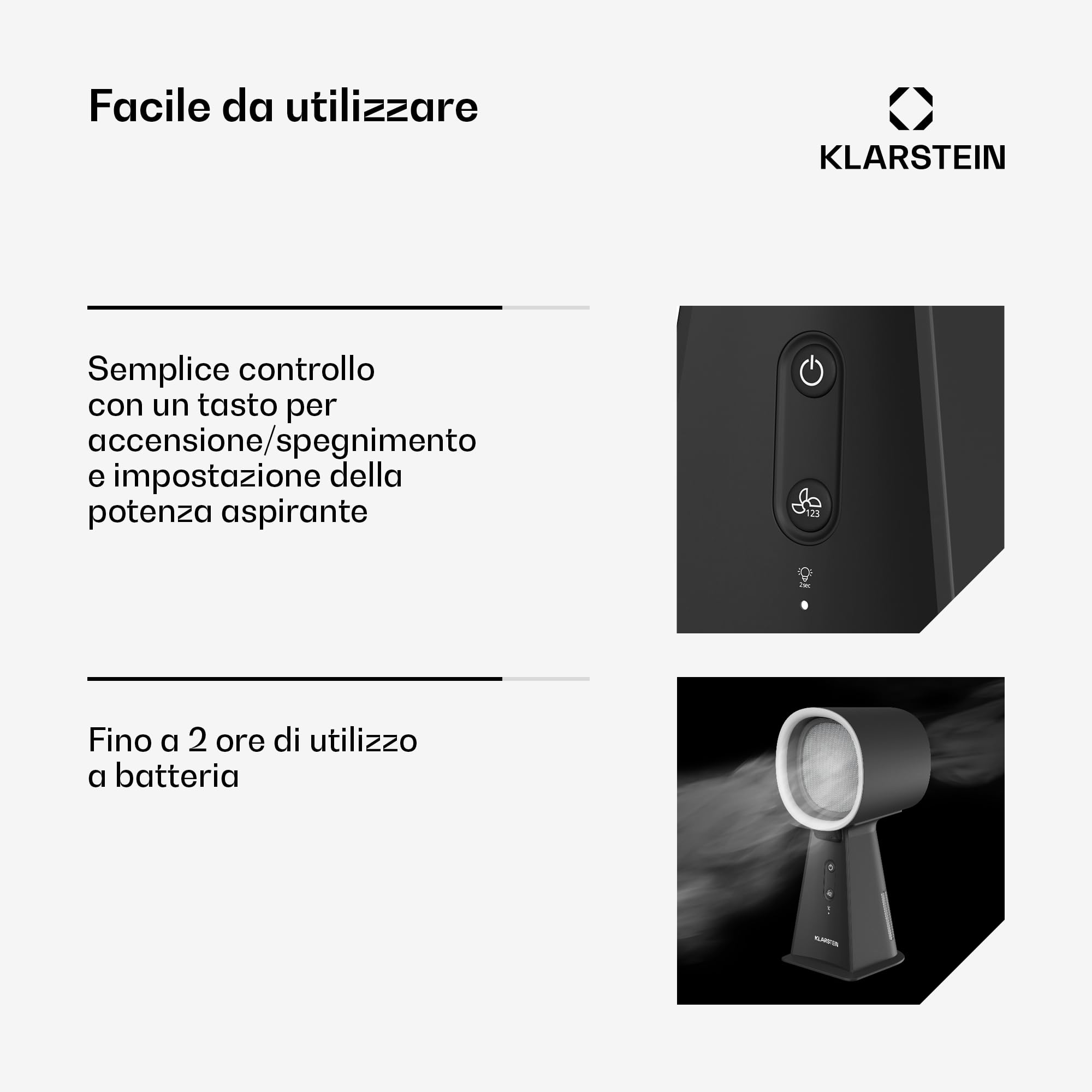 Klarstein - Cappa Aspirante Portatile, Compatta & Potente, 200 m³/ora, Filtro Multistrato, Base Antiscivolo, Ideale per Piccole Cucine & Spazi di Cottura