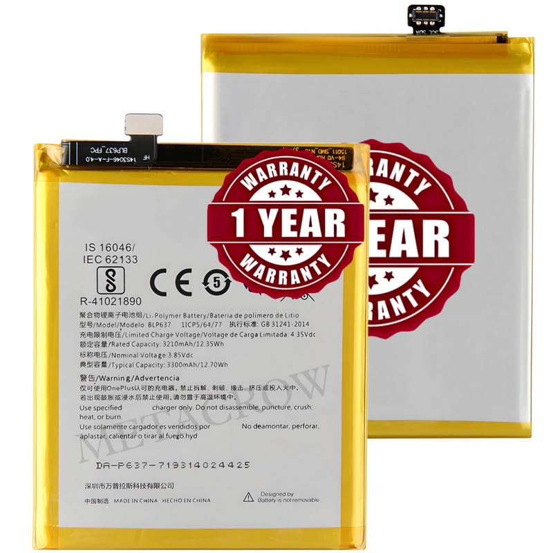Image of Original BLP637 Battery Compatible for OnePlus 5T (A5010)- (3300mAh) - 1 Year Warranty BC460