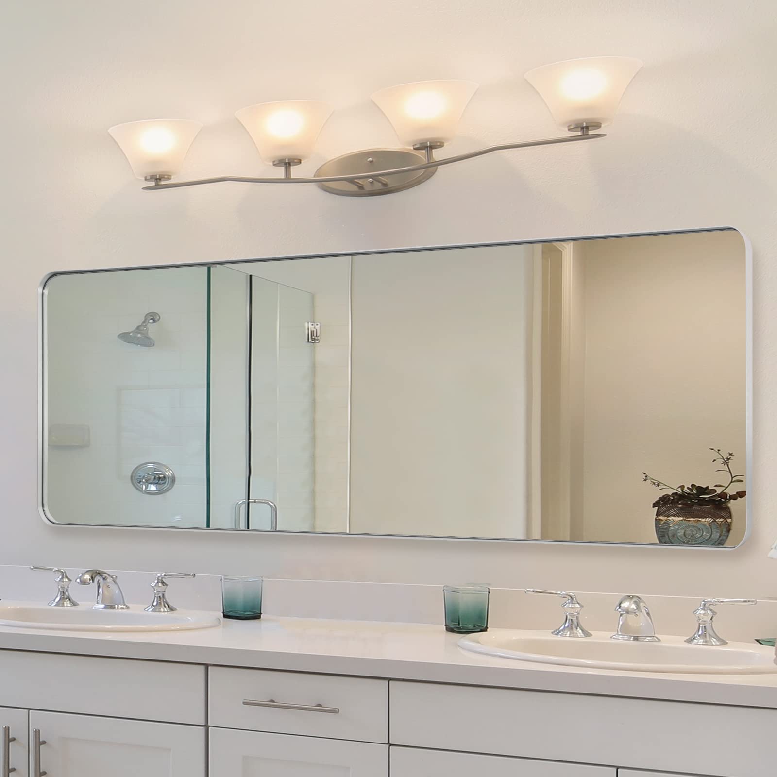ANDY STAR Brushed Nickel Bathroom Mirror, Silver Full Length Mirror