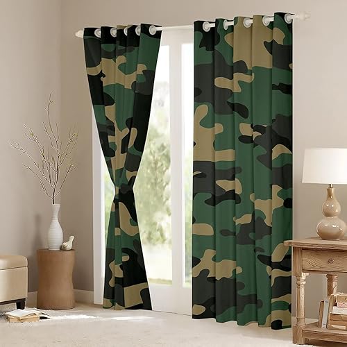 Miniatura 4 de Cortinas de camuflaje para niños, cortinas de camuflaje militar para ventana, para dormitorio, sala de estar, adolescentes, jóvenes, hombres,