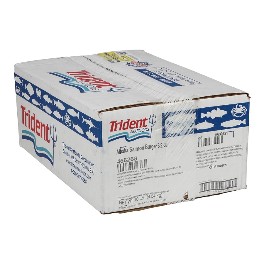 Trident Seafoods Alaska Salmon Burger - 50 of 3.2 Ounce Pieces, 10 Pound (Pack of 1)