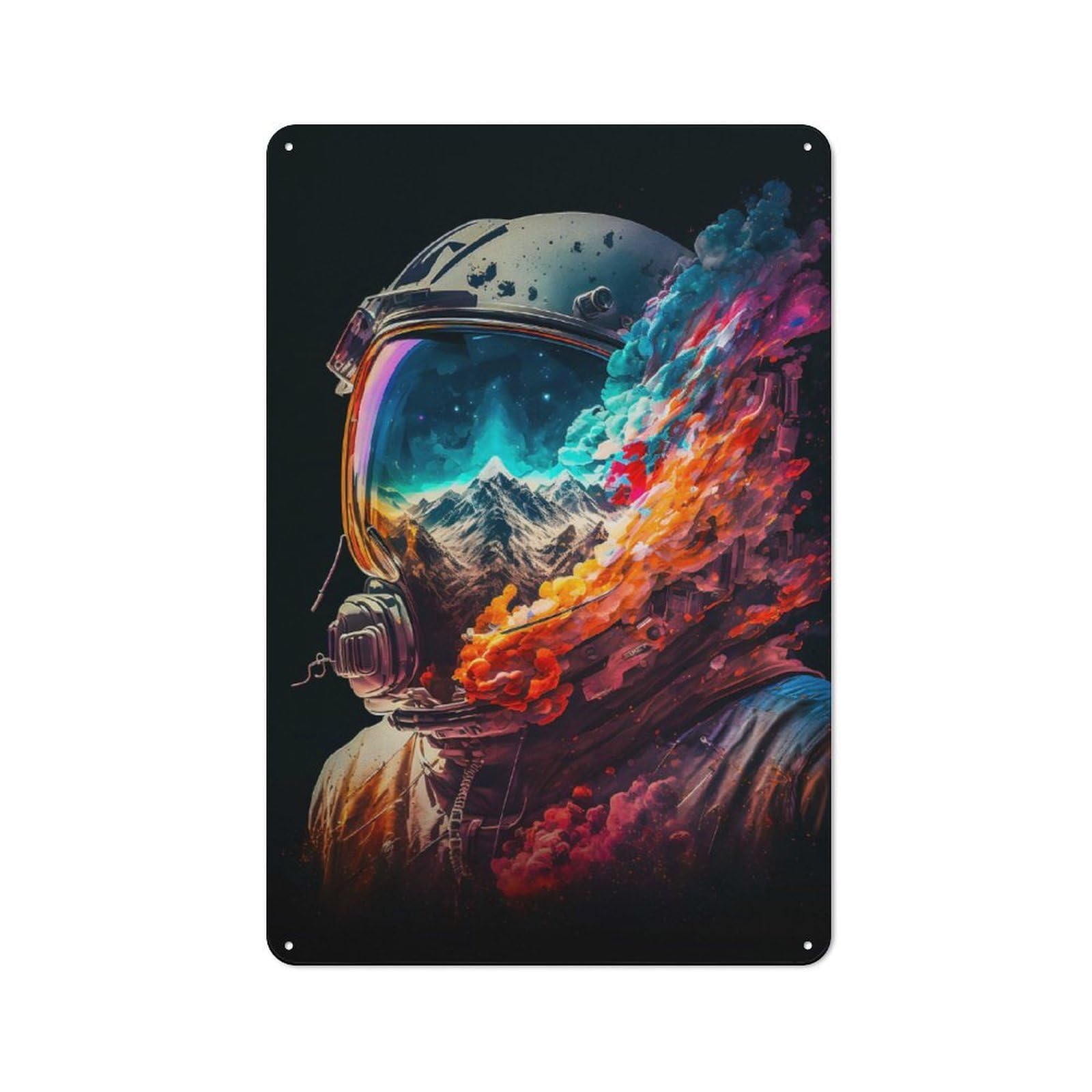Junmoney Style-23 Astronaut Portrait 02 Rustic Metal Wall Sign 30X20cm For Bar Or Restaurant, A Decorative Metal Sign For Bars And Restaurants
