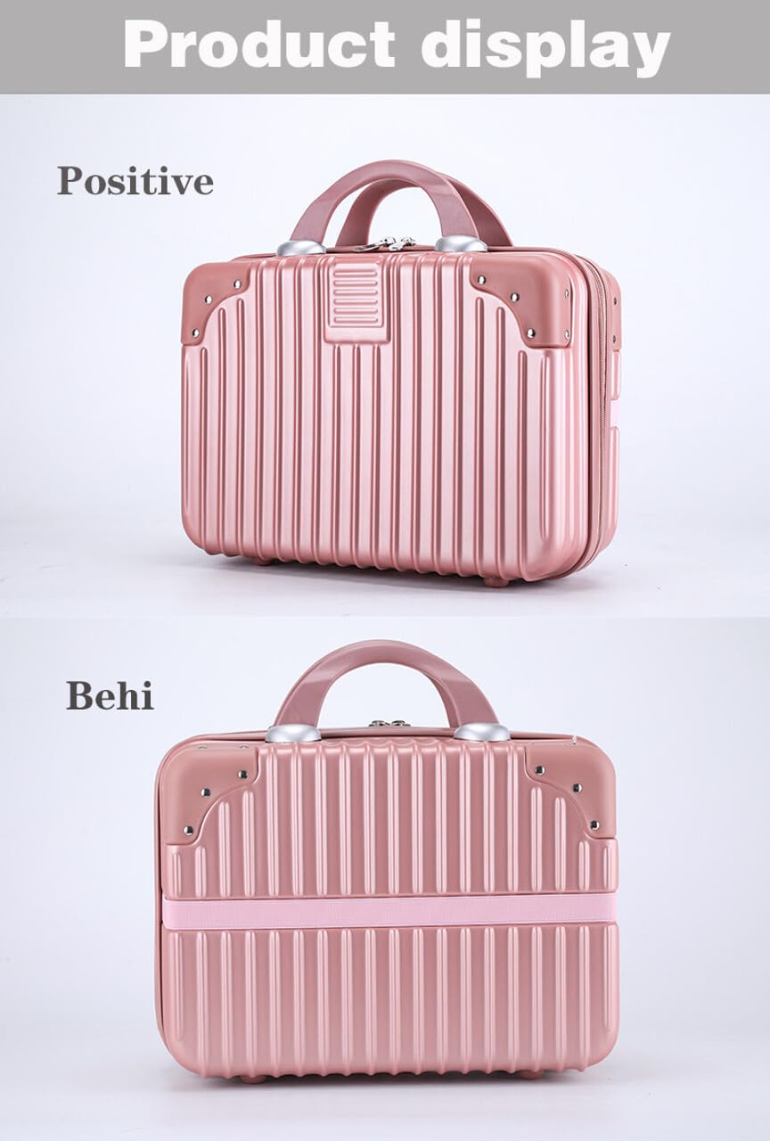 SUNBEET Makeup Case Suitcase, Mini Bag, Mini Hard Shell Travel Luggage, Women Portable Water Proof Carrying Suitcase, Organizer Bag, Small Hard Shell Cosmetic Luggage, Water Proof (Pink) 3