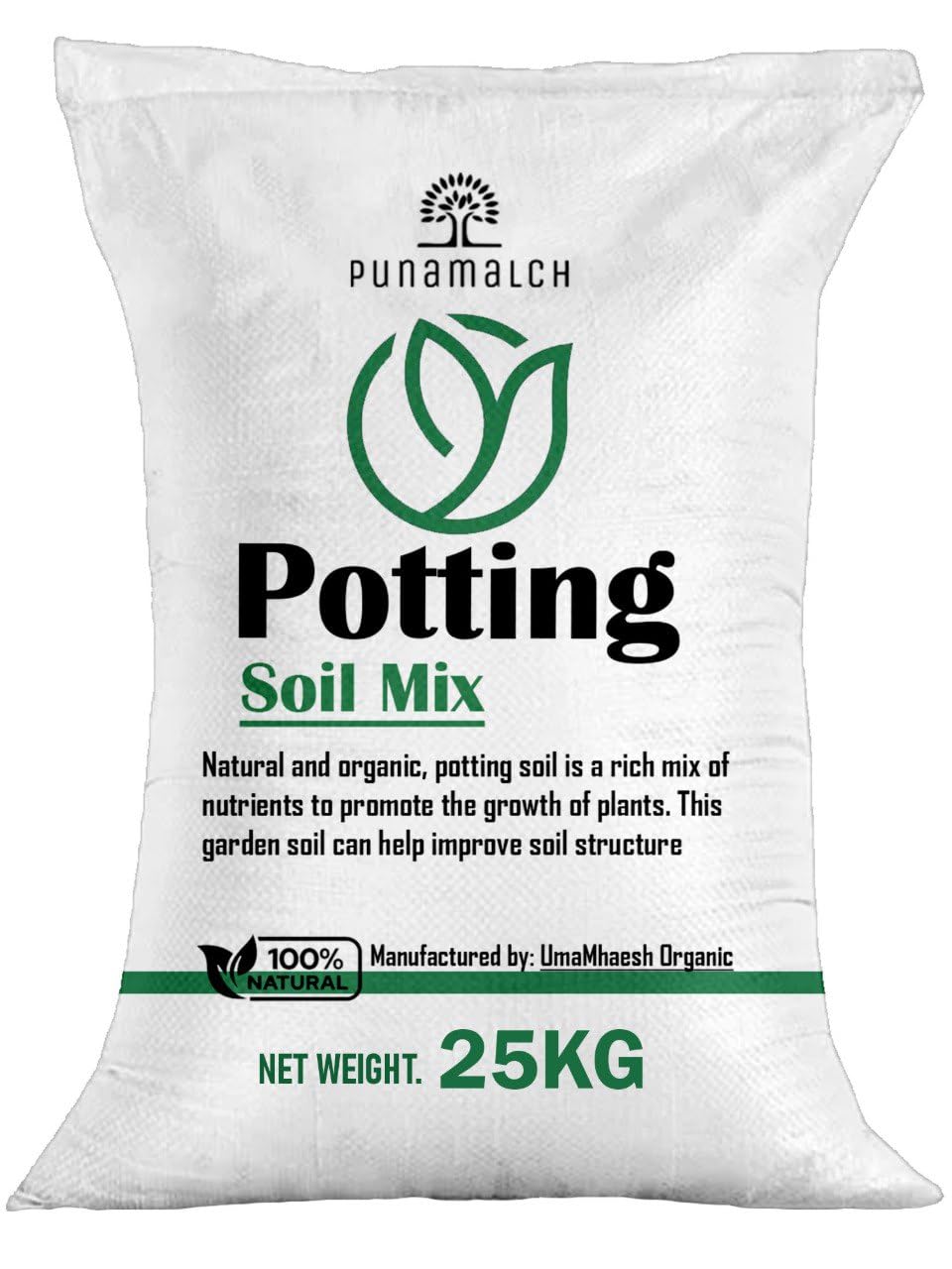 PUNAMULCH Garden Soil for Plants 25kg | Potting Soil Mix for Plants | Made with Vermi,Coco Pit, Neem Cake,Rice Husk, Parlight, Soil (Buy 1 get 500g Super Grow)