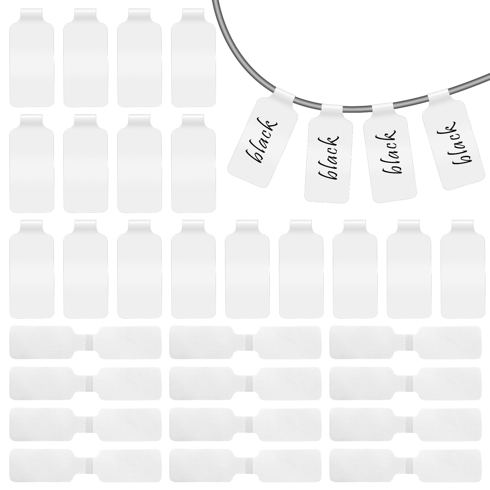 30 Self-Adhesive Cable Labels - White Writable Cable Tags for Electronics Computers Identification