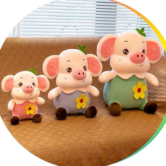 Image of ZEXSAZONE Cute Pig Plush Soft Toy for Kids | Polyester Fiber Filled Stuffed Super Soft Huggable Fabric Decorative Toy for Baby Boys & Girls | Perfect Birthday, Valentine, Home Decor Gift | 35 cm Green