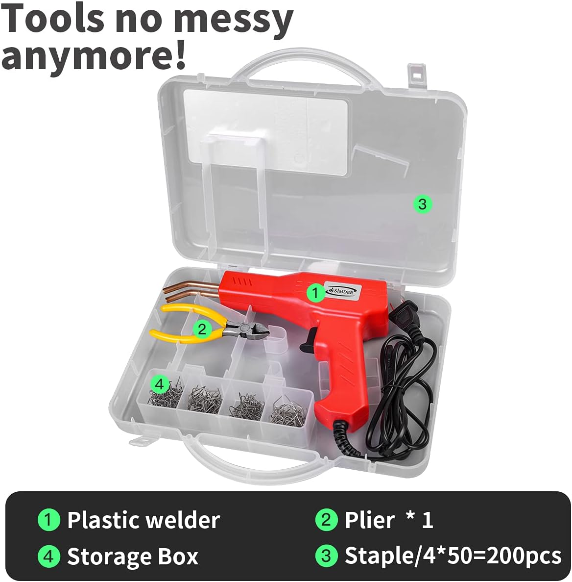 Plastic Welder 50W Hot Staple Car Bumper Repair with Carry Case 4 types Hot Wave Flat Staples Plastic Welding Repair Kit Welder Tools - - 