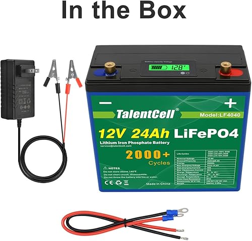 Miniatura 7 de TalentCell Batería LF4040, baterías recargables del fosfato del hierro del litio del ciclo profundo de 12.8V 288Wh de 12V 24Ah LiFePO4