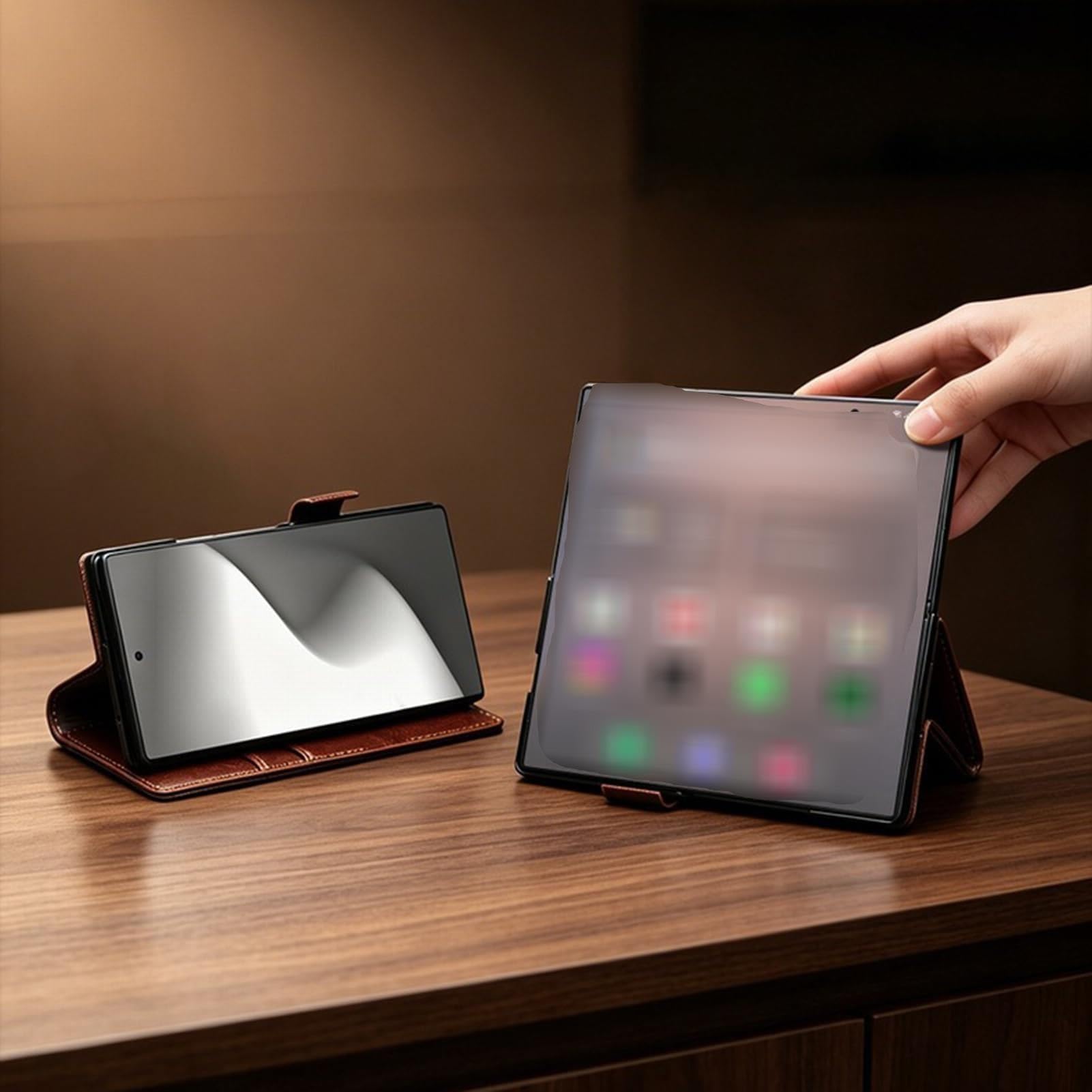 Custodia Per Samsung Galaxy Z Fold 8 Ultra, Anti-Impronta Pelle Vera Case