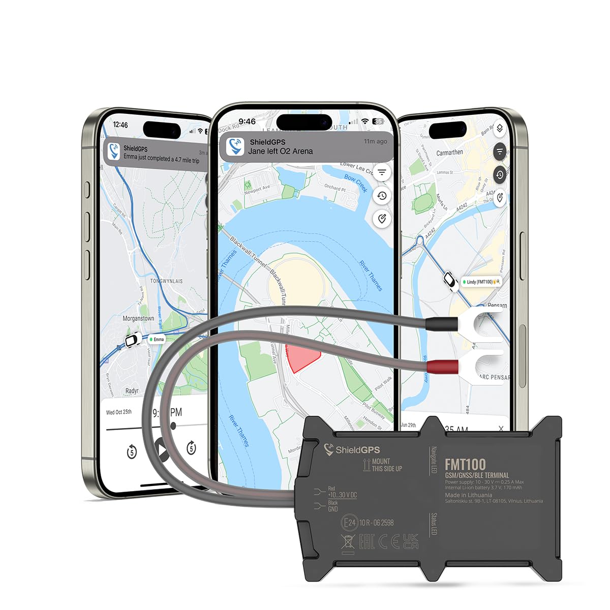 Real Time GPS Tracker for Cars, Vehicles, Caravans & Motorbikes - Self Install 12-24V Hard Wired for Tracking, Anti Theft & Fleet Management - 7 Day Free Trial