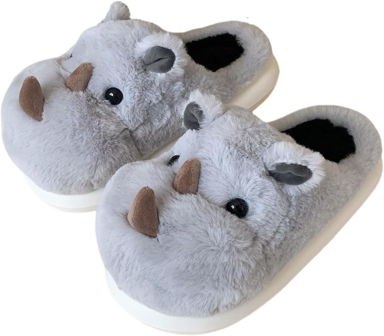 Gaolinci 3D カートゥーン ライノコットンスリッパ 室内用暖かいスリッパ 女性用 快適な裏地 滑り止めソール