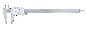 Mitutoyo 505-747 Dial Caliper, 0-12" Range, 0.001" Graduation, 0.1"/Rev, OD Carbide Measuring Faces, Smooth Dial Movement with Shock Protection, Lock Screw, Measures OD, ID, Depth & Steps, 11" and Up | 0.001" Graduation