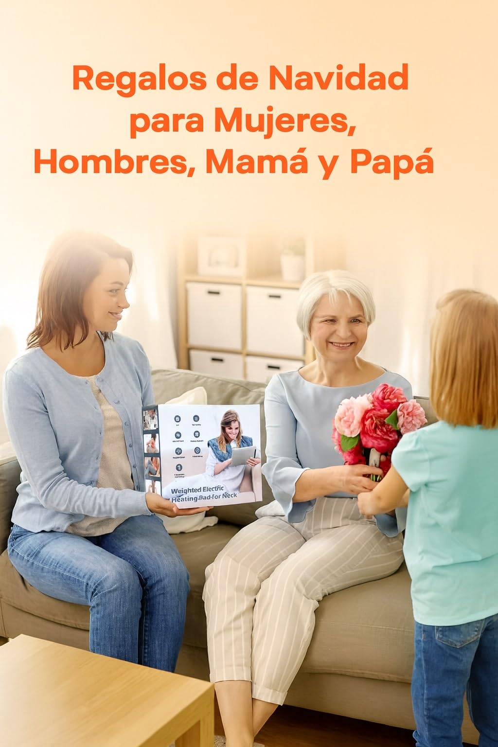 Almohadilla Térmica Cuello Peso 1200g para Cuello y Hombros, 5 Niveles de Calor, 4 Temporizadores, Alivio del Dolor en Cuello, Lavable a Máquina, Regalo para Mujeres, Hombres y Padres