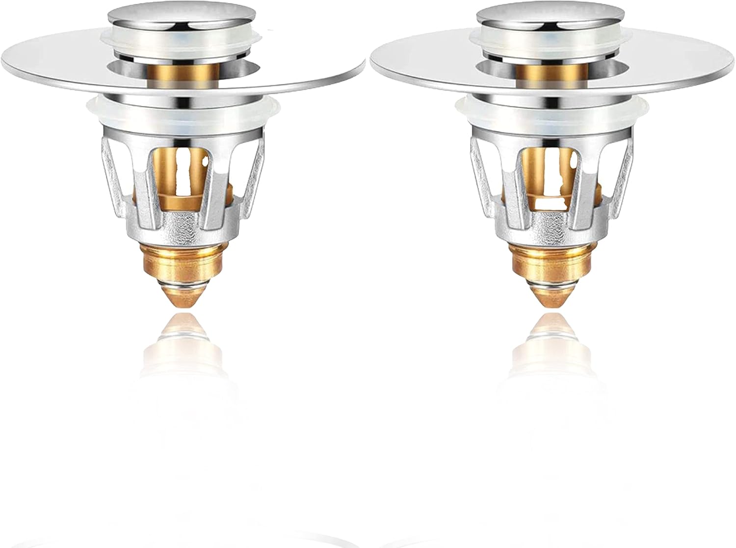 Bathroom Sink Stopper 2 Pack 1.3 to 1.5 Inch Bathroom Sink Strainer Pop Up Sink