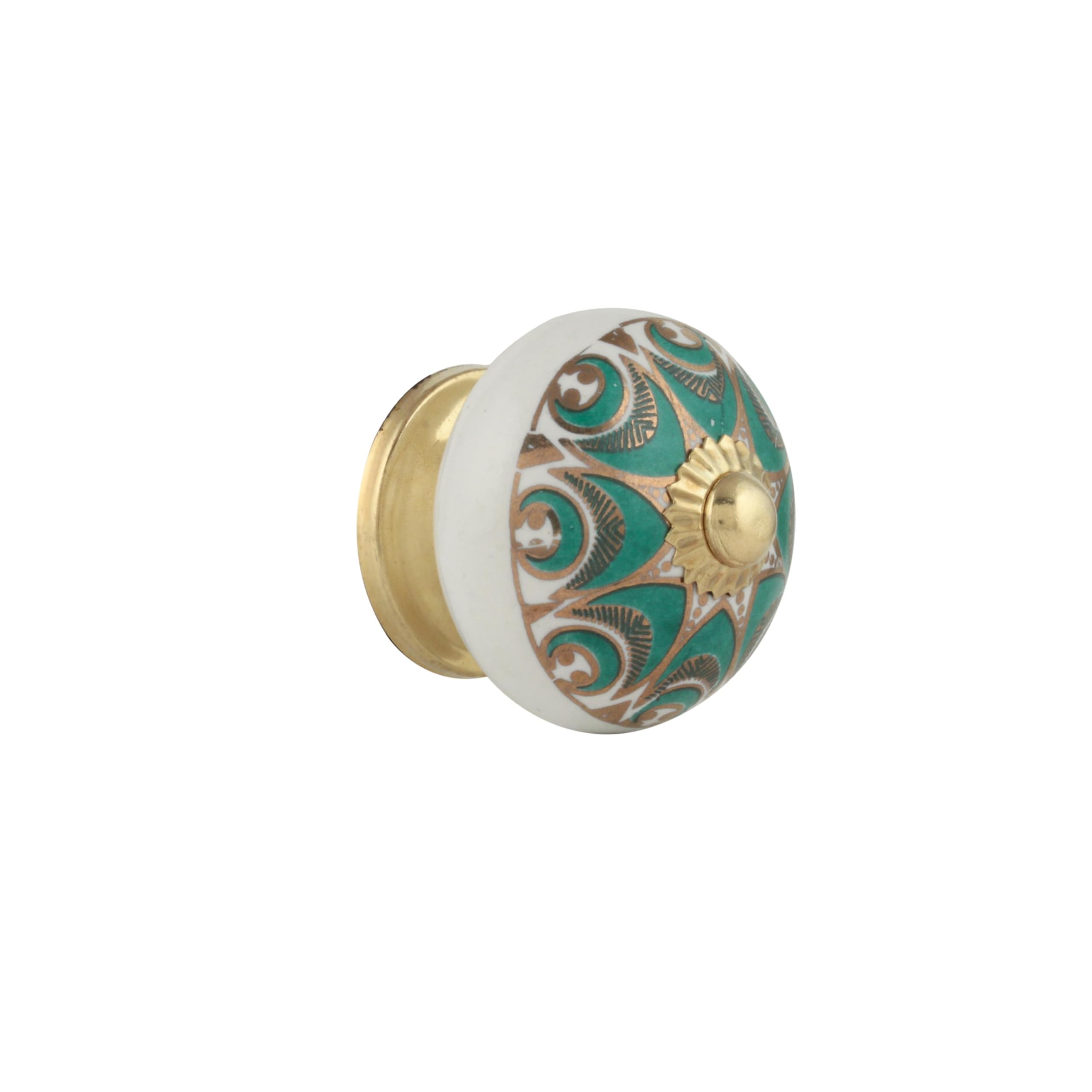 Rasiya Art Gold Dresser Knobs - Vintage Ceramic Pull Handles for Kitchen Cabinet-Cupboard-Wardrobe Home Furniture Hardware - Green Gold - Pack of 6 โ image 1