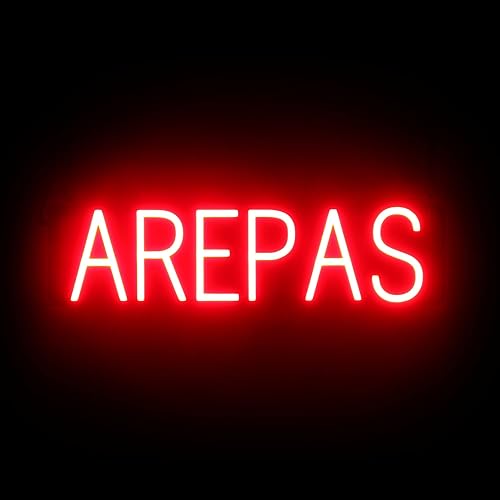 SpellBrite AREPAS - Letrero para restaurantes  Señalización LED roja para restaurantes tipo neón para empresas  24.4 x 6.3 pulgadas
