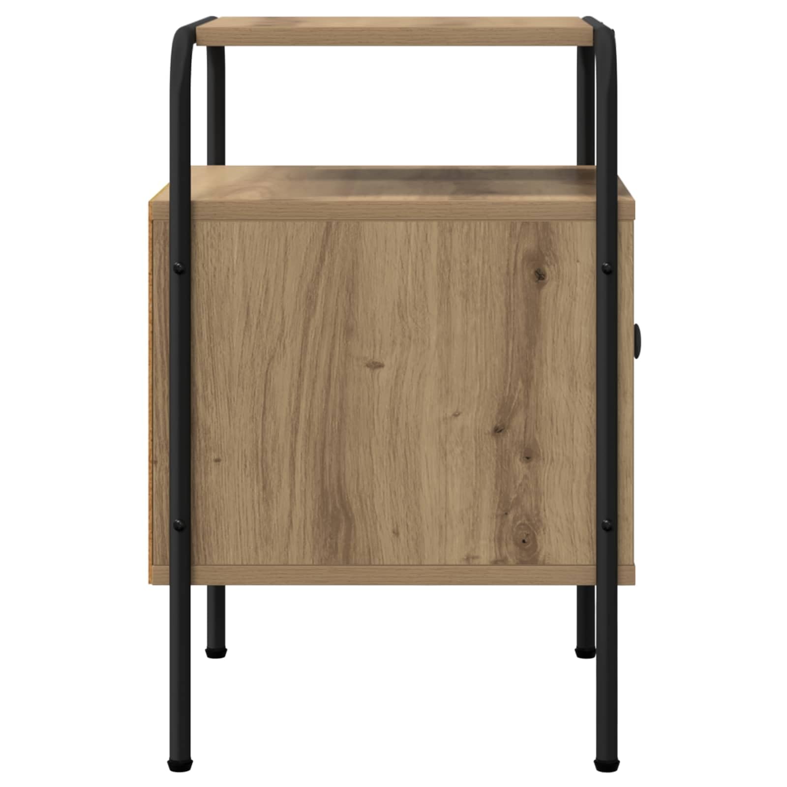 Armadio da Notte 2 pz Rovere Artigianale in Legno ingegnerizzato con Telaio in Acciaio, Mobiletto con Anta e Ripiano, Comodino Salvaspazio per Camera da Letto e Soggiorno