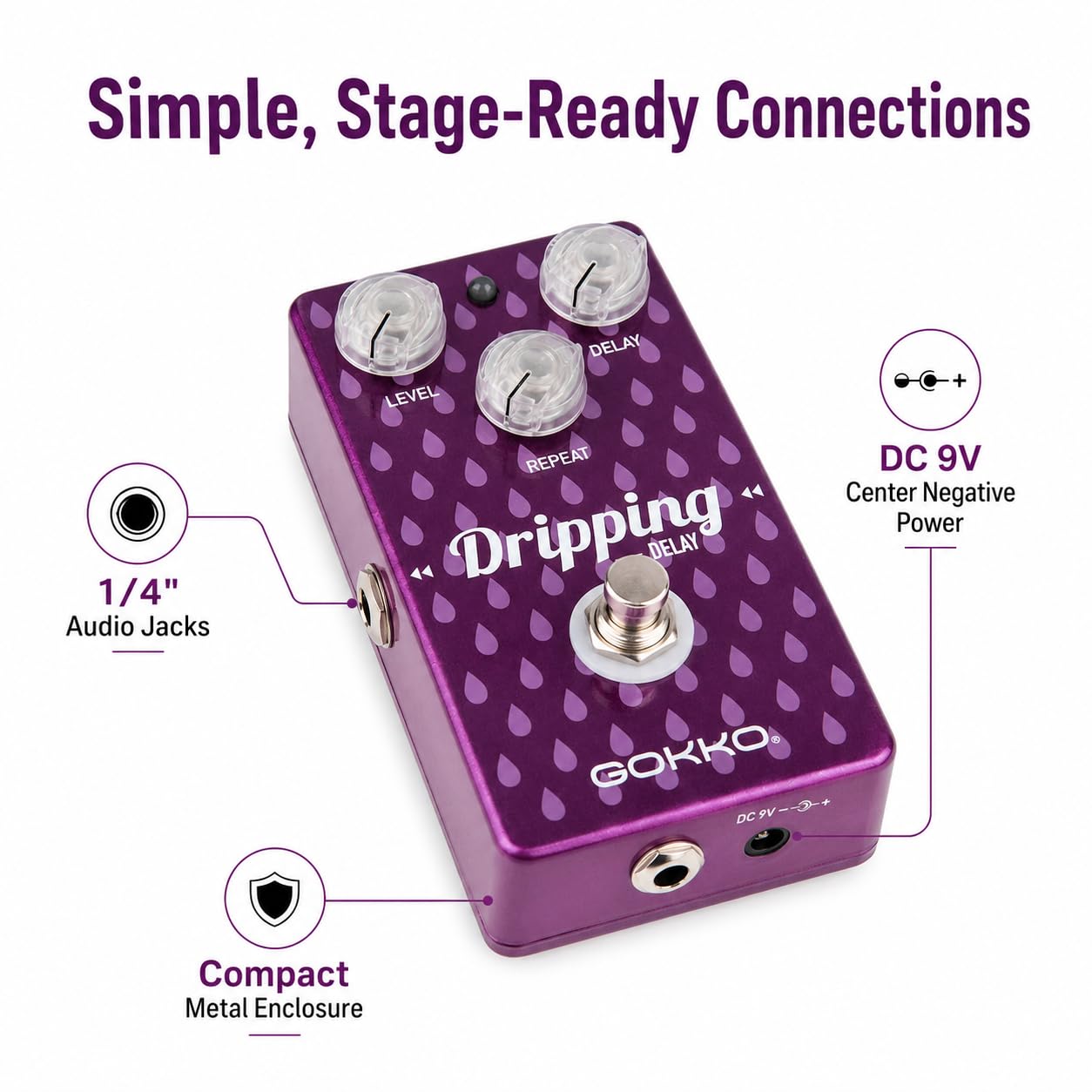 Amazon.com: GOKKO GK-22 Dripping Delay Guitar Effect Pedal with