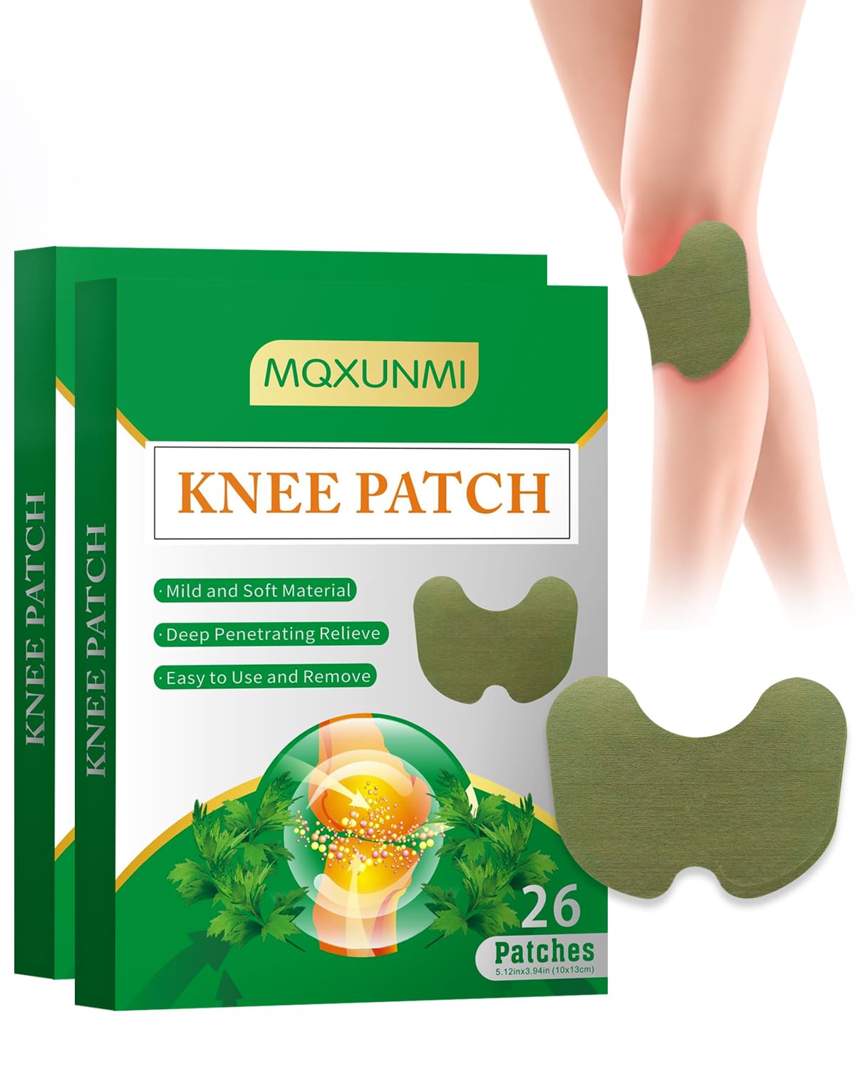 52 PCS Knee Patches, Warming Herbal Patches for Joint Patch, 12 Hours Deep Heating Extra Strength Wormwood Extract Sticker for Knees, Back, Neck, Shoulder