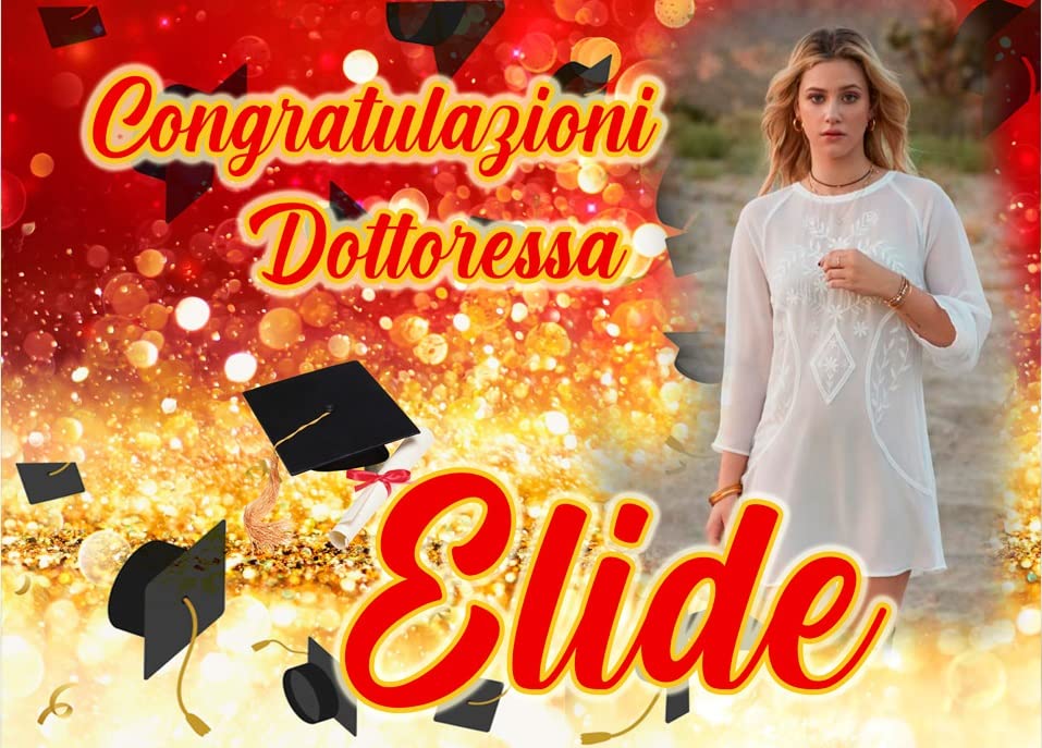 Banner Laurea Personalizzato 'E' FATTA DOTTORESSA' – PVC Esterno 510g/mq, 150x50 Cm, Occhielli Antiruggine, 10 Anni
