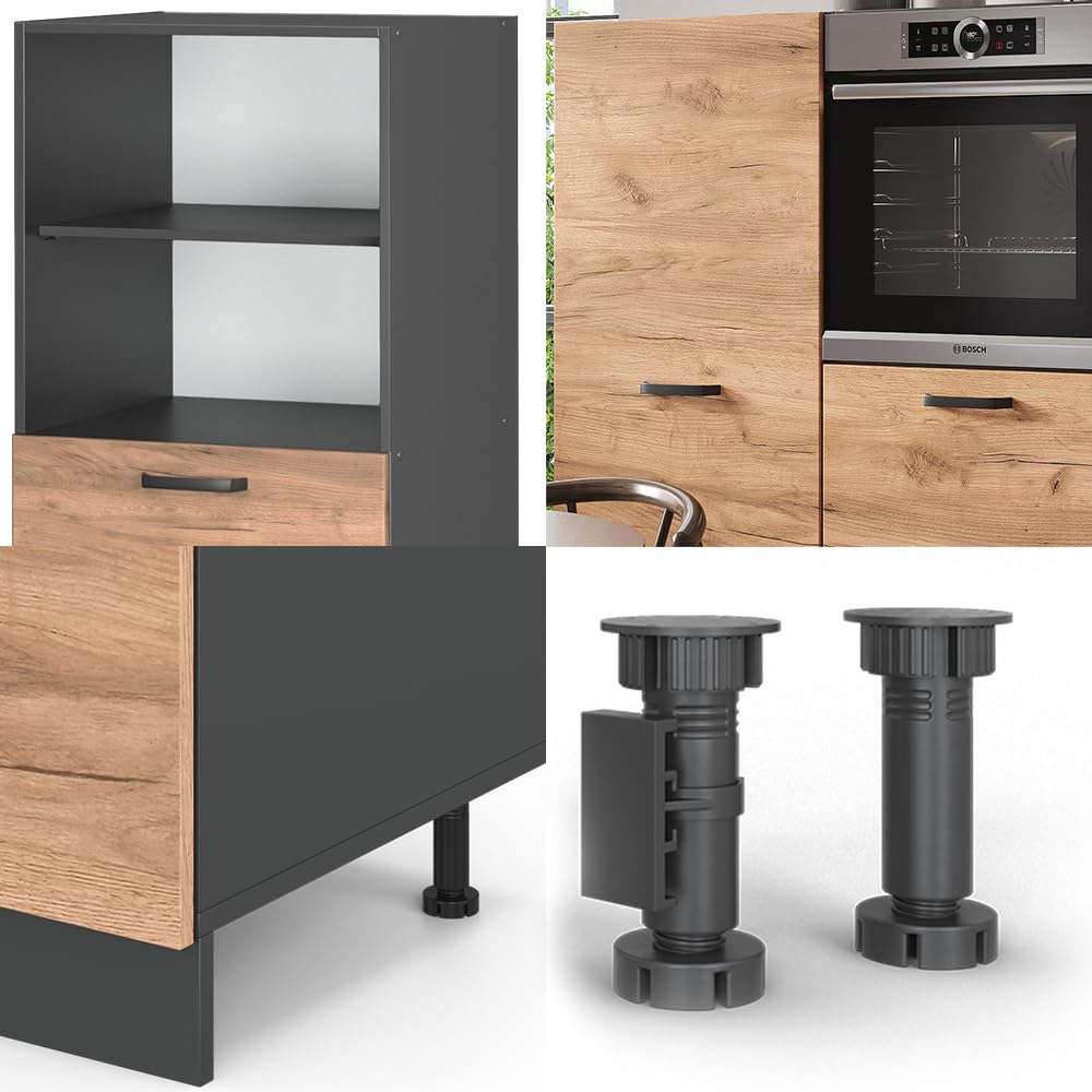Vicco Küchenblock R-Line, Goldkraft Eiche/Anthrazit, 180 cm ohne Arbeitsplatte, zur individuellen Erweiterung und flexiblen Anordnung der Module